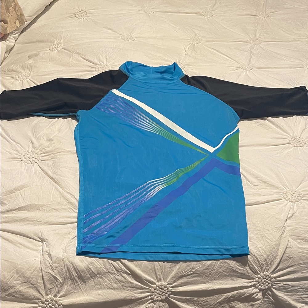 Blue and black rash guard Swim Top